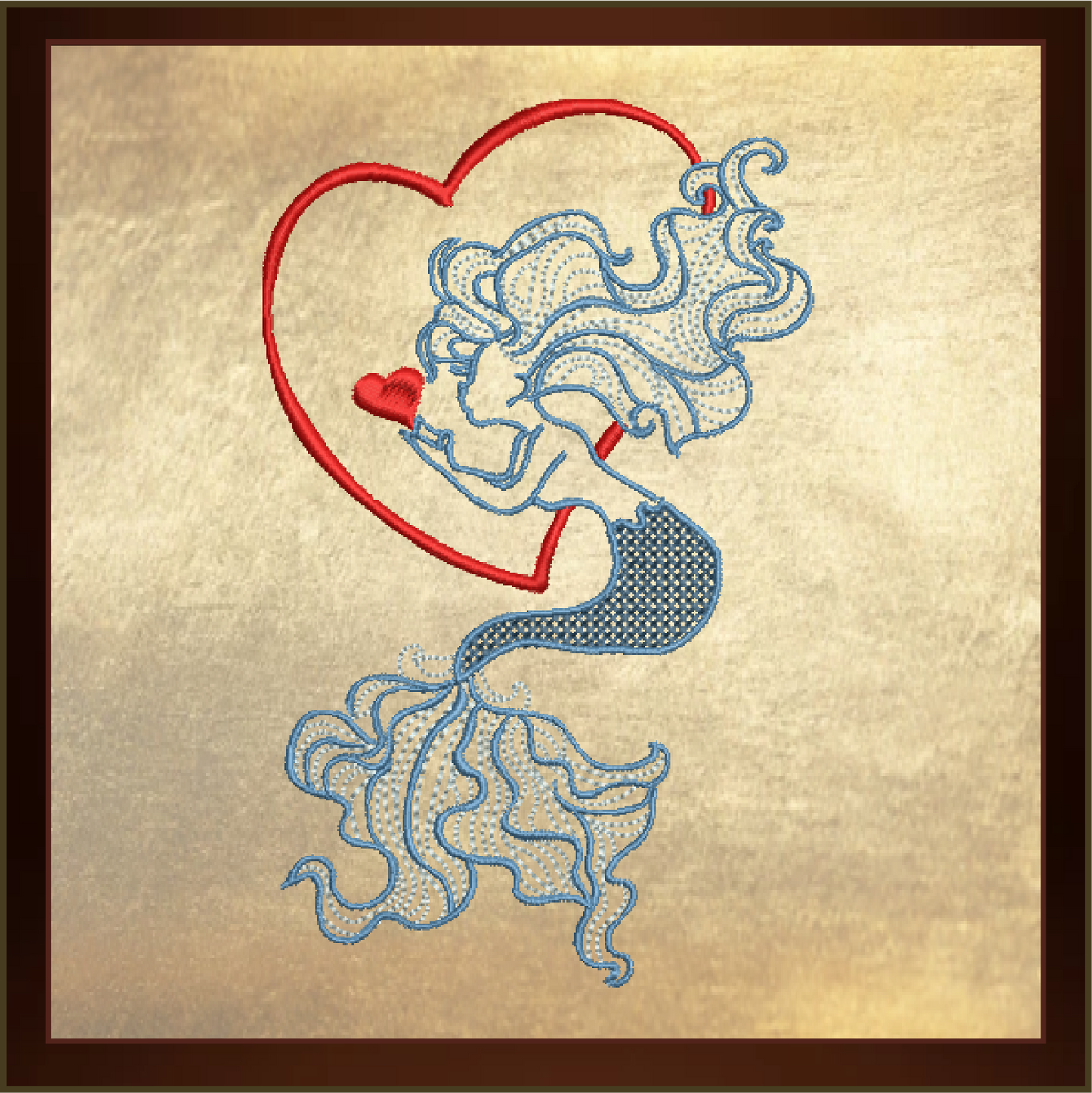 Mermaid Machine Embroidery Design, Mermaid in Love, Sea Life Marine Machine Embroidery Design, Coastal Beach, 6 Sizes (0268)