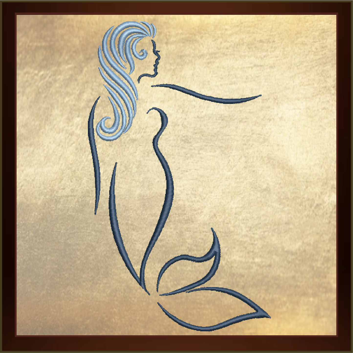 Mermaid Machine Embroidery Design, Artistic Mermaid Silhouette, Sea Life Marine Machine Embroidery Design, Coastal Beach, 6 Sizes (0269)
