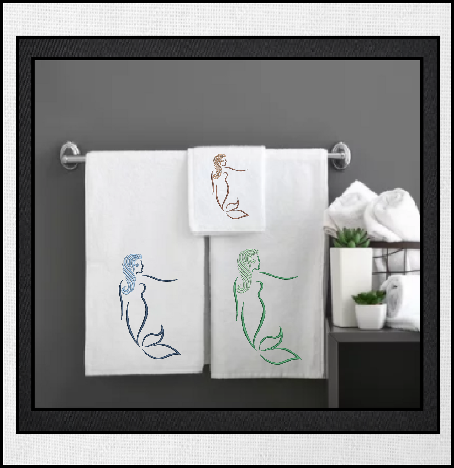 Mermaid Machine Embroidery Design, Artistic Mermaid Silhouette, Sea Life Marine Machine Embroidery Design, Coastal Beach, 6 Sizes (0269)