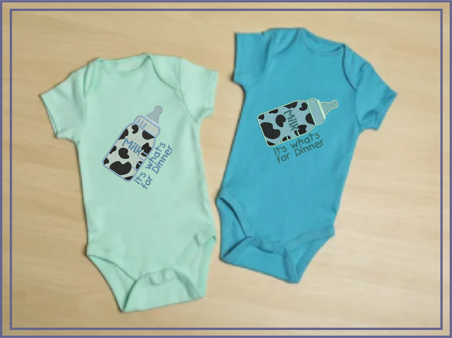 Baby Bottle Milk for Dinner Embroidery Design – Funny Baby Bottle Saying – Machine Embroidery File, 6 Sizes (0661)