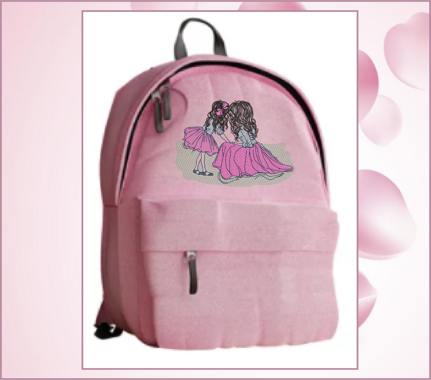 Mother and Daughter Machine Embroidery Design | Mother’s Day Design | Woman and Little Girl in Pink and Blue | 6 Sizes (0681)