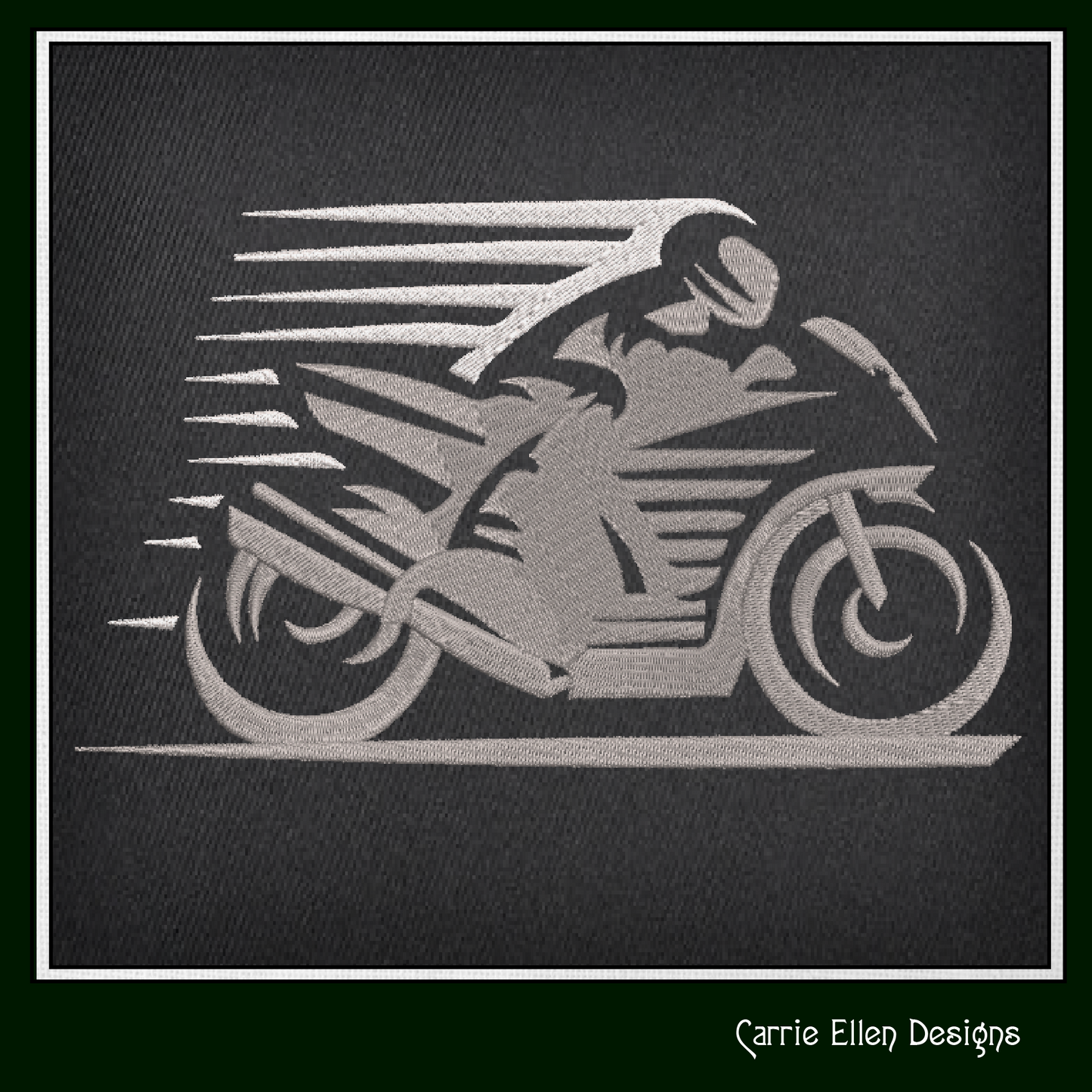 Motorcycle in Motion Machine Embroidery Design | Motocross Racing Embroidery Pattern | 6 Sizes (1717)
