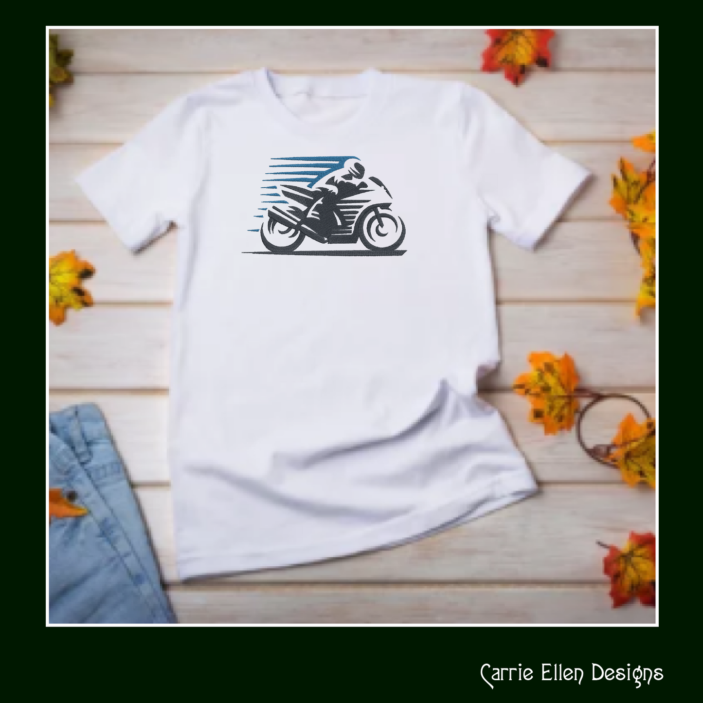 Motorcycle in Motion Machine Embroidery Design | Motocross Racing Embroidery Pattern | 6 Sizes (1717)