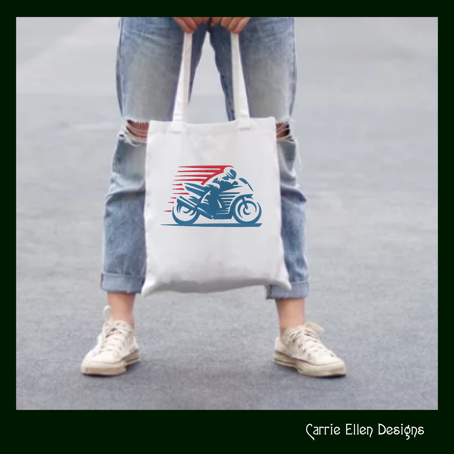 Motorcycle in Motion Machine Embroidery Design | Motocross Racing Embroidery Pattern | 6 Sizes (1717)
