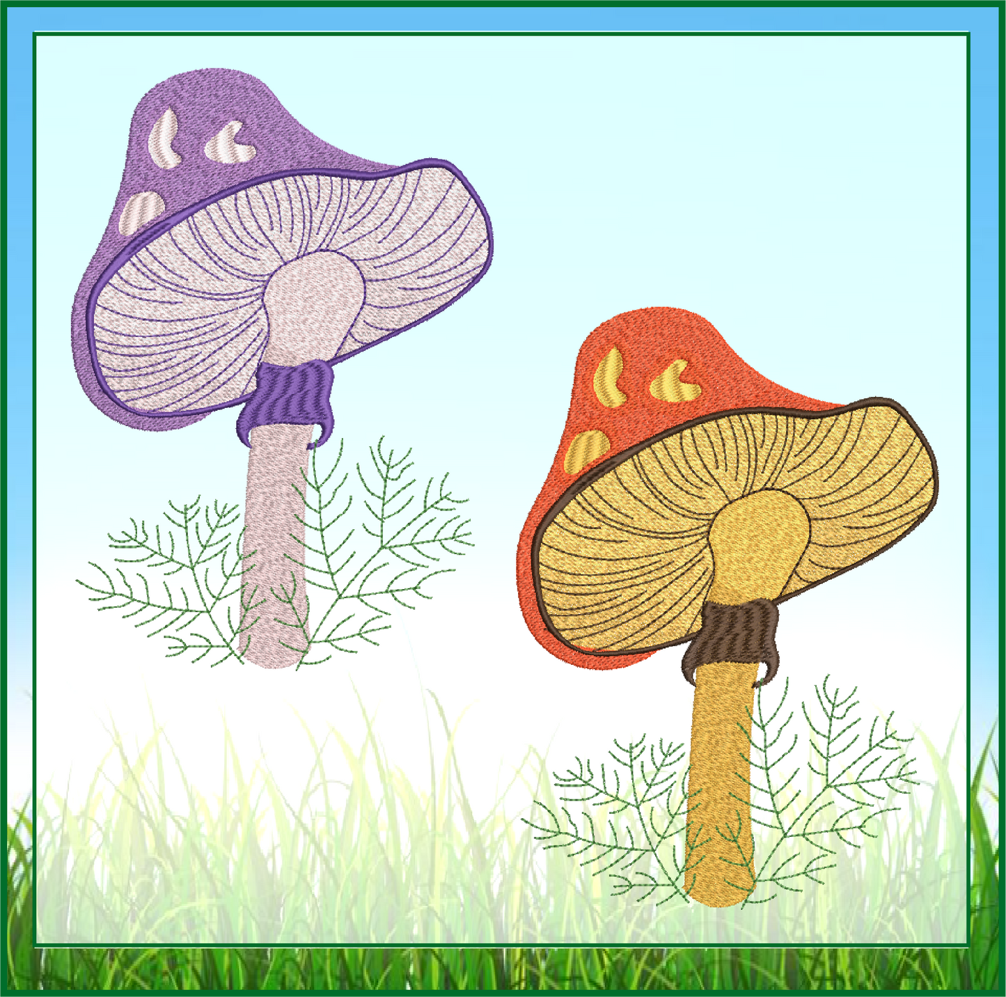 Mushroom Embroidery Design. Mushroom Machine Embroidery Pattern, Wild Mushroom Embroidery, 10 Sizes (0247)