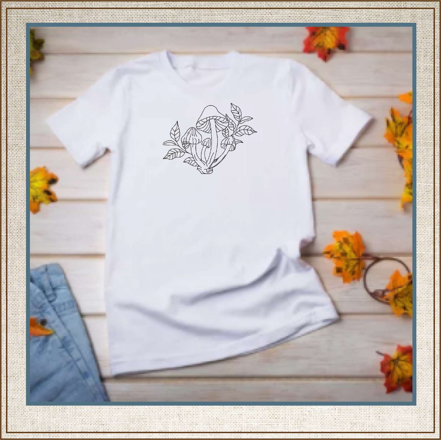 Mushroom Machine Embroidery Design Sketch, Wild Mushroom Line Art Outline, Mushroom Garden, 6 Sizes (0248)