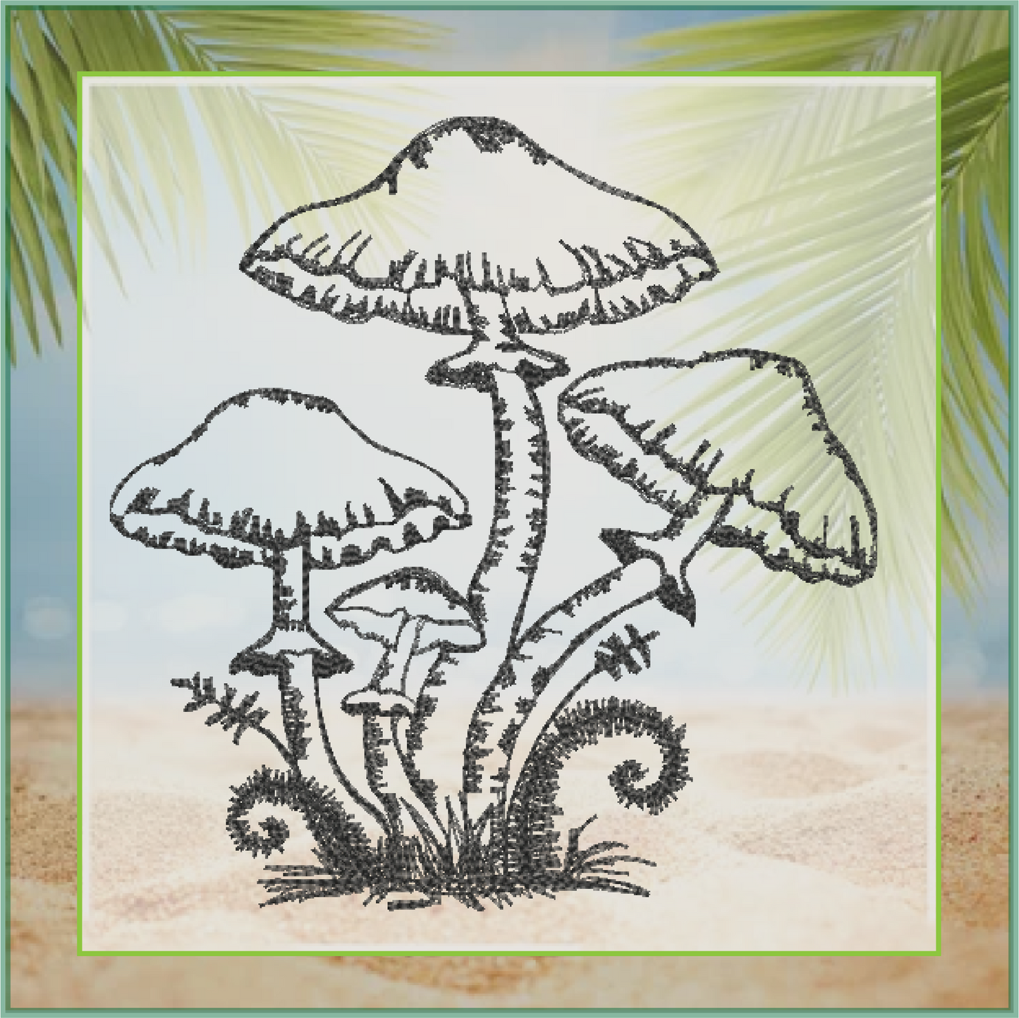 Mushroom Embroidery Design – Wild Mushroom Sketch – Garden Line Art Machine Embroidery File, 6 Sizes (0672)
