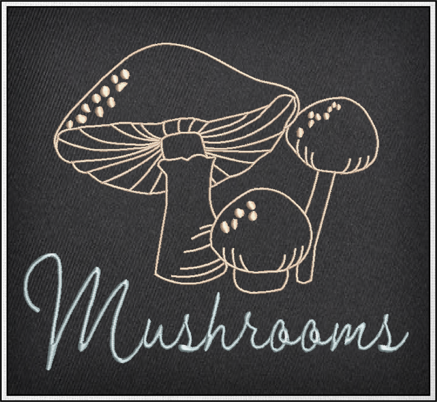 Mushroom Machine Embroidery Design File | Wild Mushroom Outline Pattern | Mushroom Garden Line Art | 8 Sizes (0953)