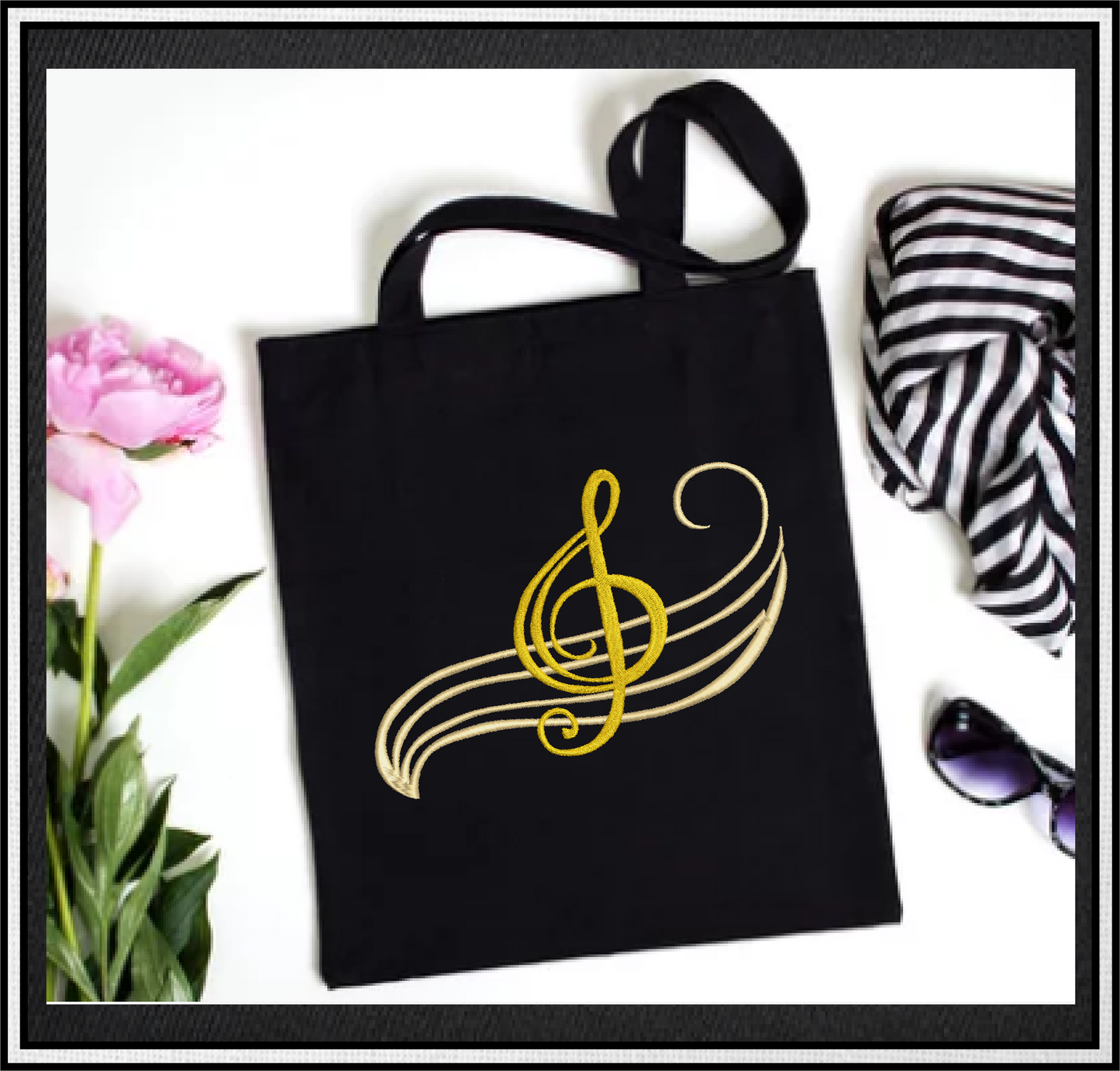 Musical Chord Machine Embroidery Design – Music Note Embroidery – Treble Clef Embroidery – Song Embroidery – 8 Sizes (0397)