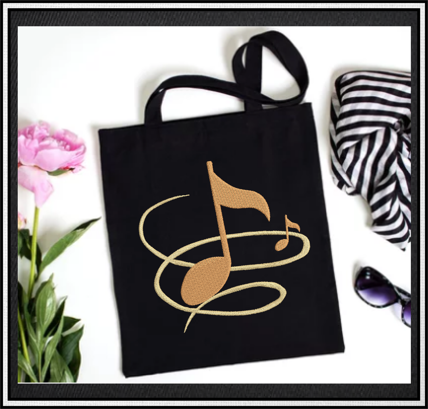 Musical Chord Machine Embroidery Design – Music Note, Treble Clef & Song Embroidery – 8 Sizes (0398)