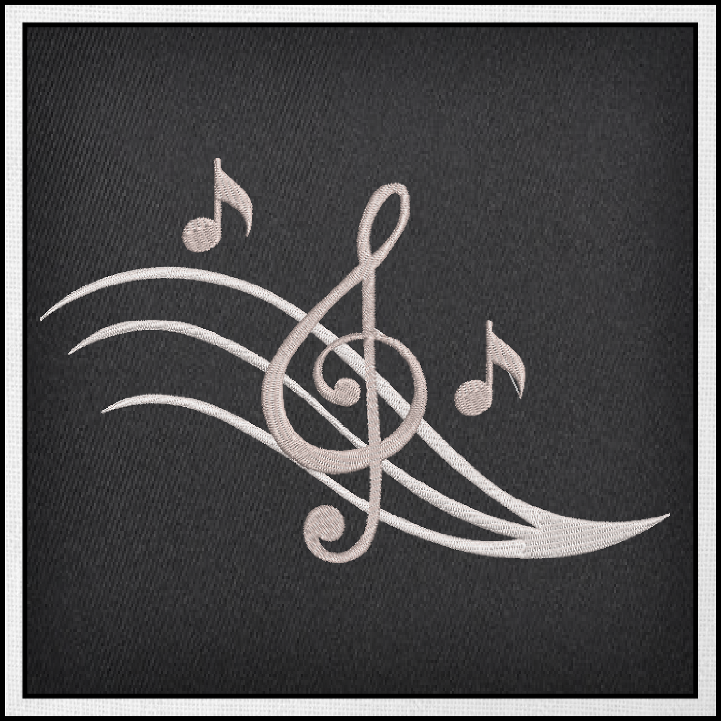 Chord Machine Embroidery Design – Treble Clef, Musical Notes, Song Embroidery – 8 Sizes (0399)