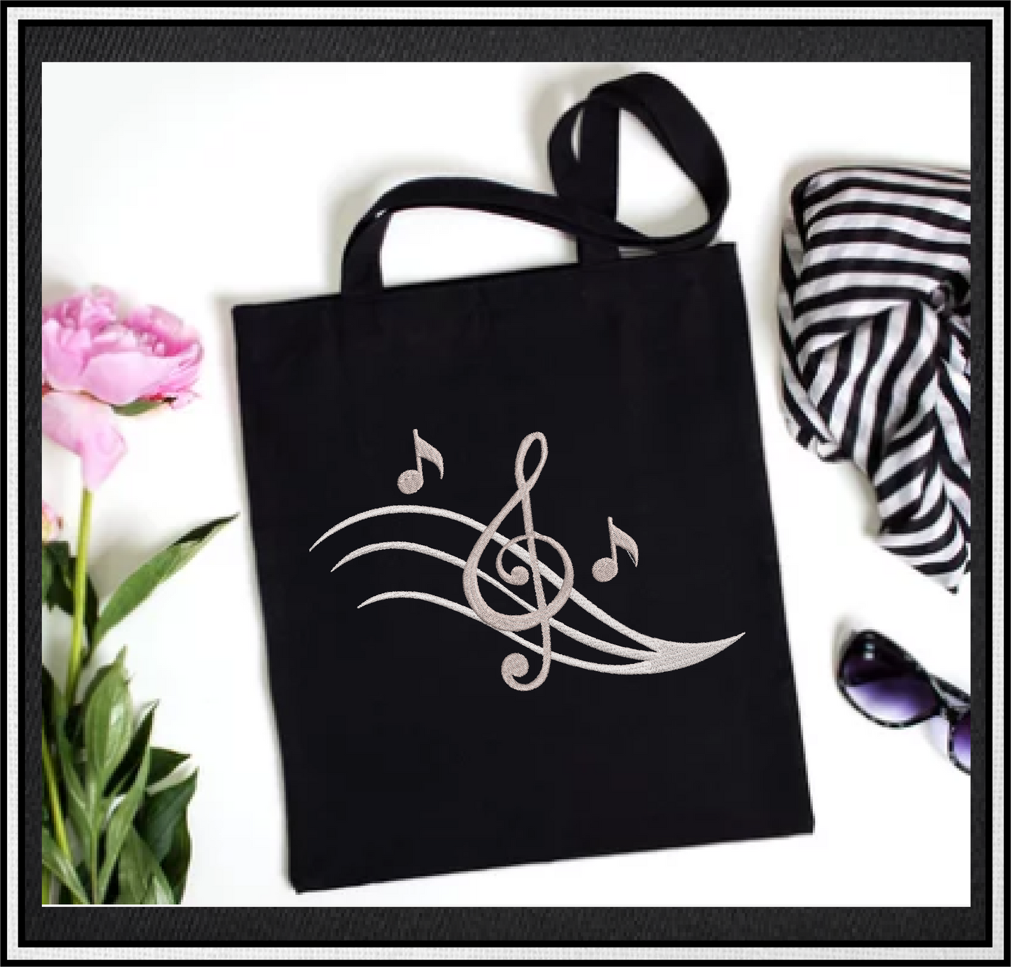 Chord Machine Embroidery Design – Treble Clef, Musical Notes, Song Embroidery – 8 Sizes (0399)
