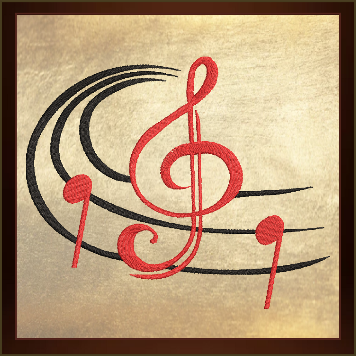 Music Notes Machine Embroidery Design – Treble Clef, Notes, and Musical Symbols – 8 Sizes (0403)