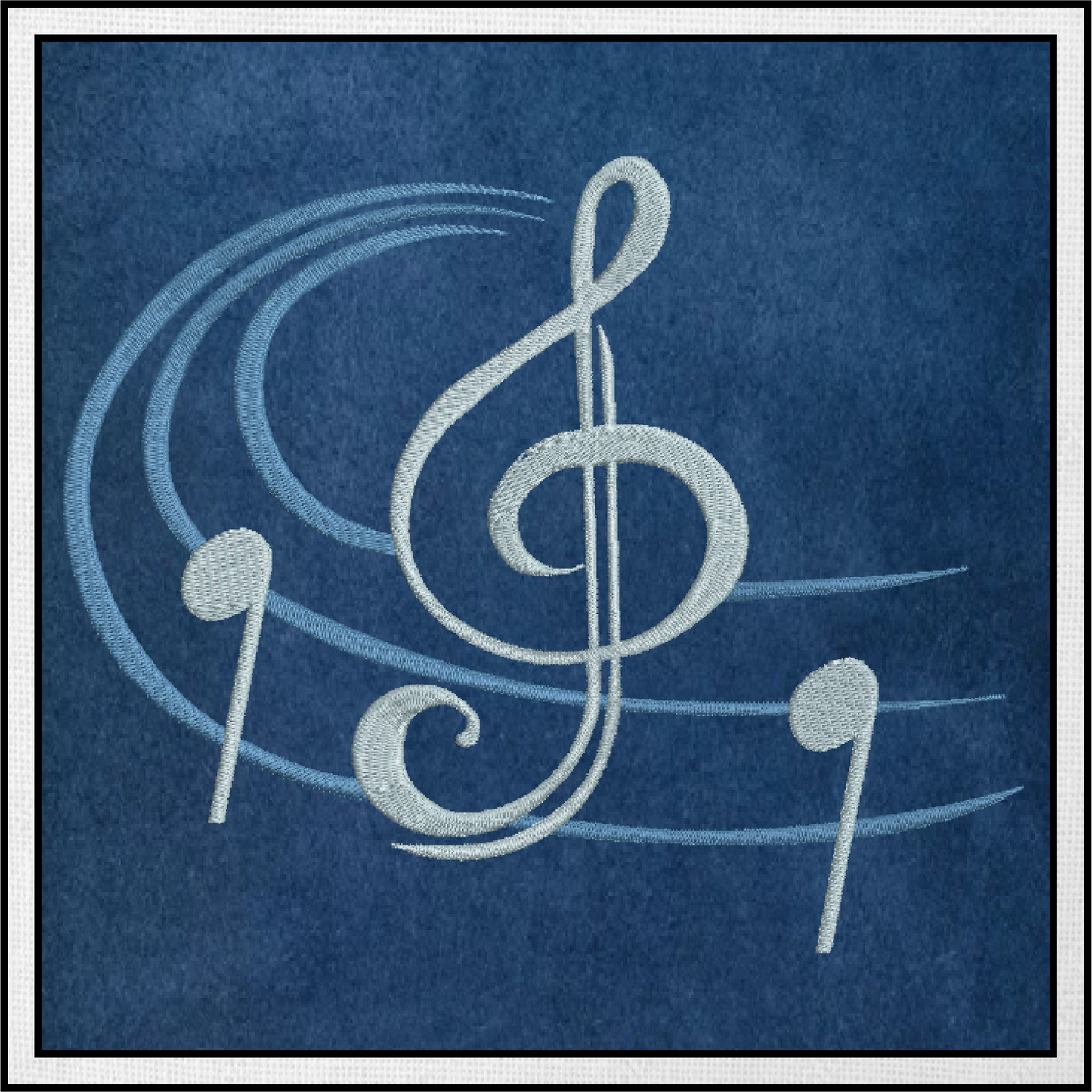 Music Notes Machine Embroidery Design – Treble Clef, Notes, and Musical Symbols – 8 Sizes (0403)