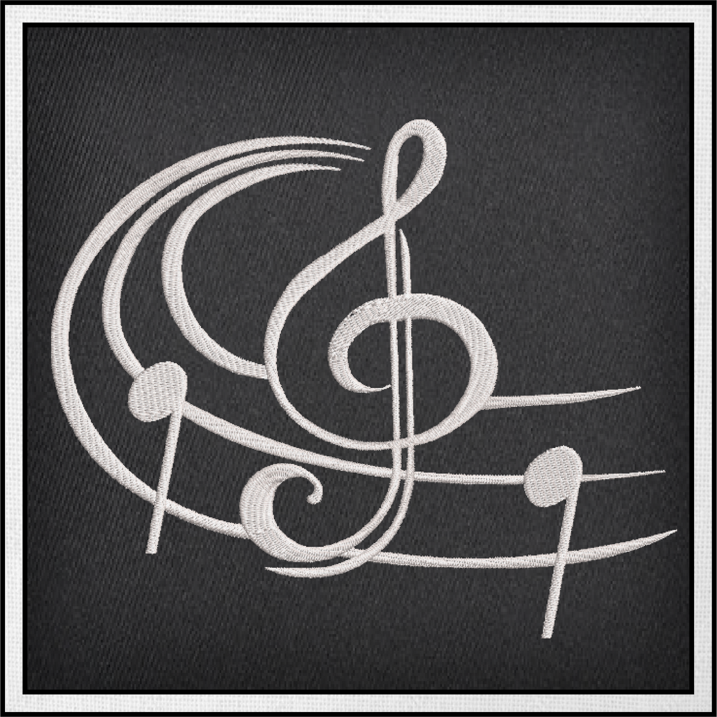 Music Notes Machine Embroidery Design – Treble Clef, Notes, and Musical Symbols – 8 Sizes (0403)
