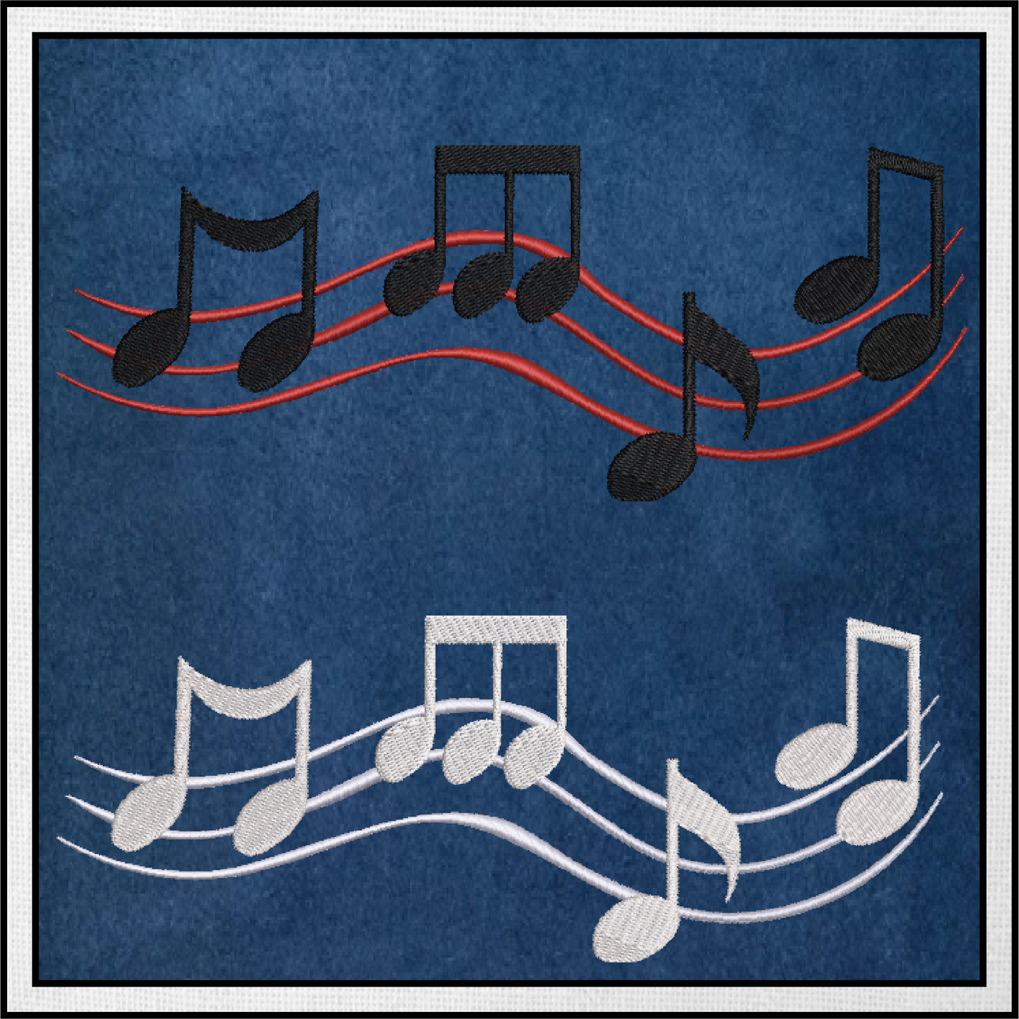 Music Notes Machine Embroidery Design – Treble Clef, Notes, and Musical Symbols – 8 Sizes (0404)