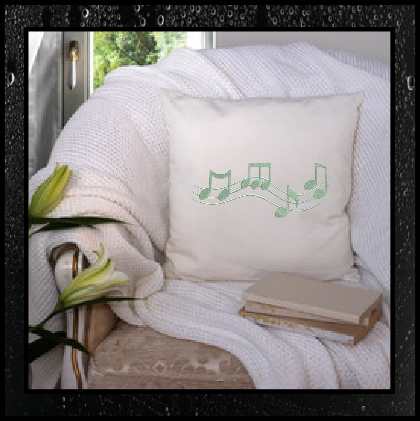 Music Notes Machine Embroidery Design – Treble Clef, Notes, and Musical Symbols – 8 Sizes (0404)