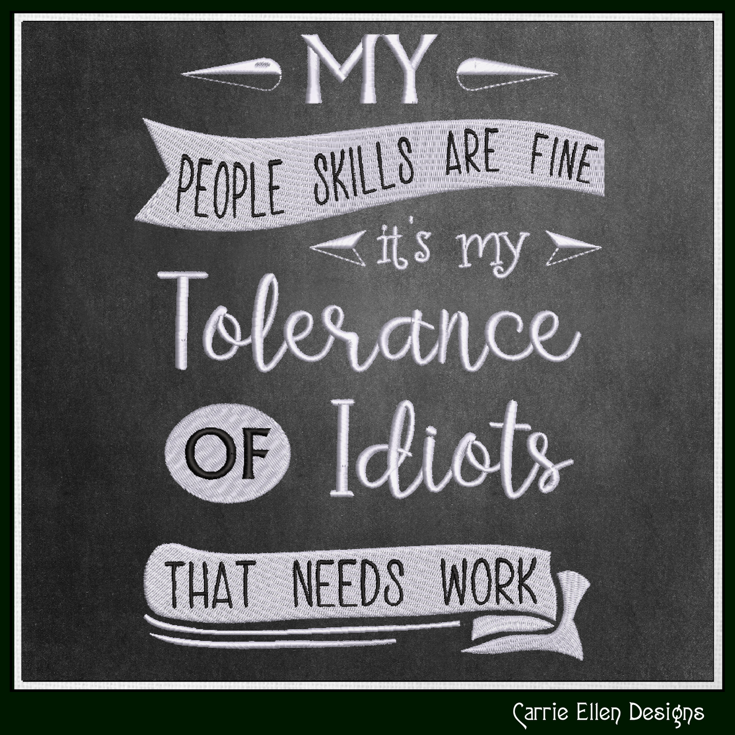 People Skills Machine Embroidery Design | Snarky Idiots Quote | Funny Adult Humor Embroidery | Sarcastic Saying | 6 Sizes (3132)