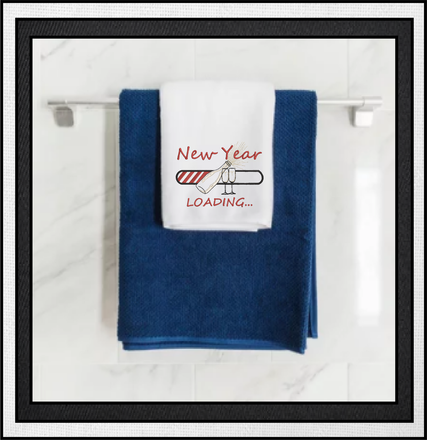 New Year Loading Bar Machine Embroidery Design – Champagne Glass New Year Celebration – 6 Sizes (0252)