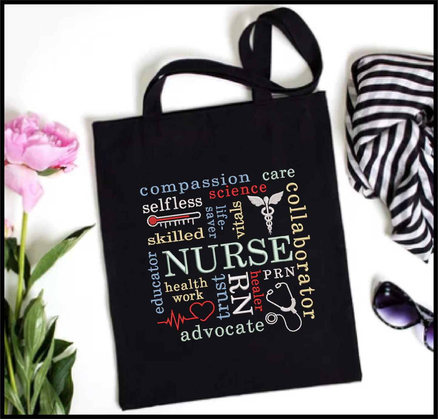 Nurse Inspirational Words Machine Embroidery Design | Medical Support Quote Embroidery | Nursing Appreciation Design | 6 Sizes (0781)