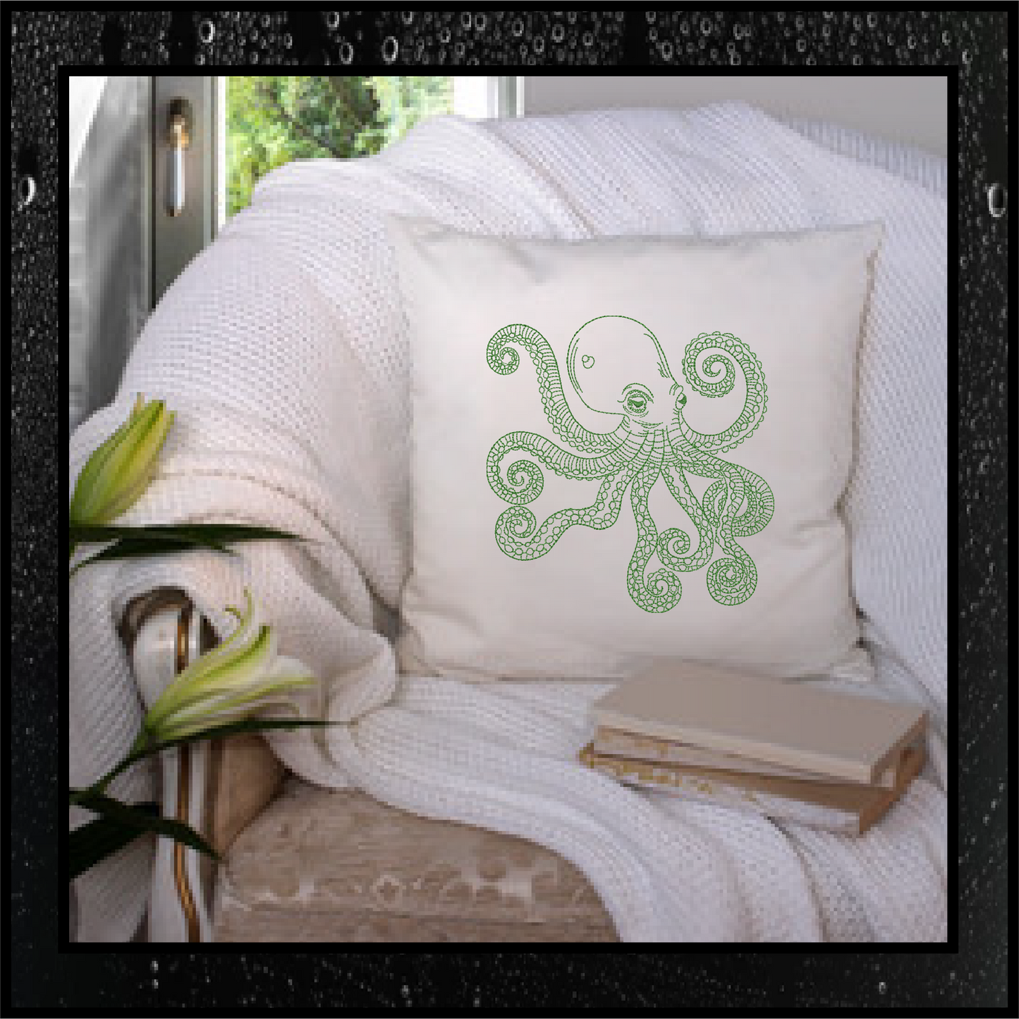 Octopus Machine Embroidery Design – Coastal Marine Animal Pattern, Sea Life Embroidery File, 4 Sizes (0466)