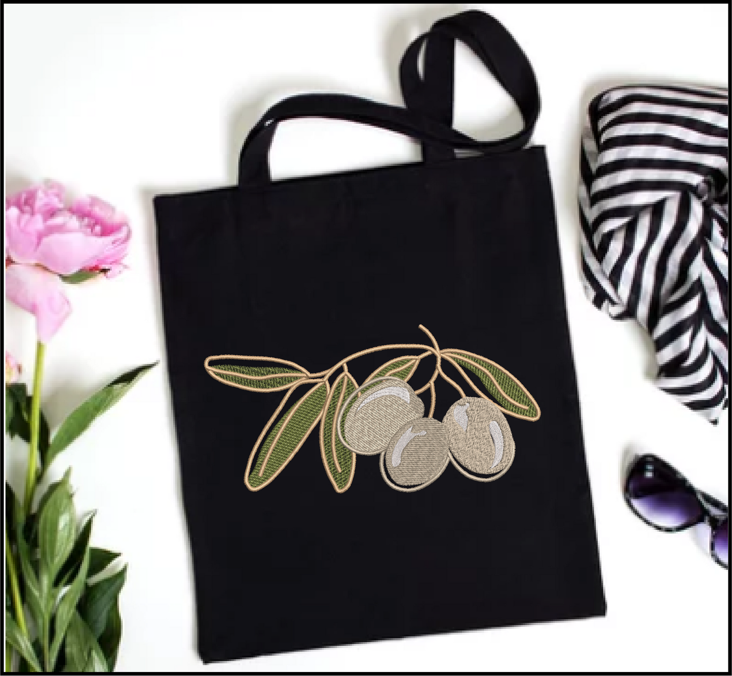 Olives Machine Embroidery Design | Olive Artistic Botanical Design | Orchard Fruits Embroidery Pattern | 8 Sizes (0986)