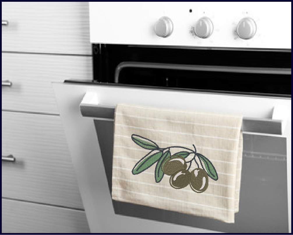 Olives Machine Embroidery Design | Olive Artistic Botanical Design | Orchard Fruits Embroidery Pattern | 8 Sizes (0986)