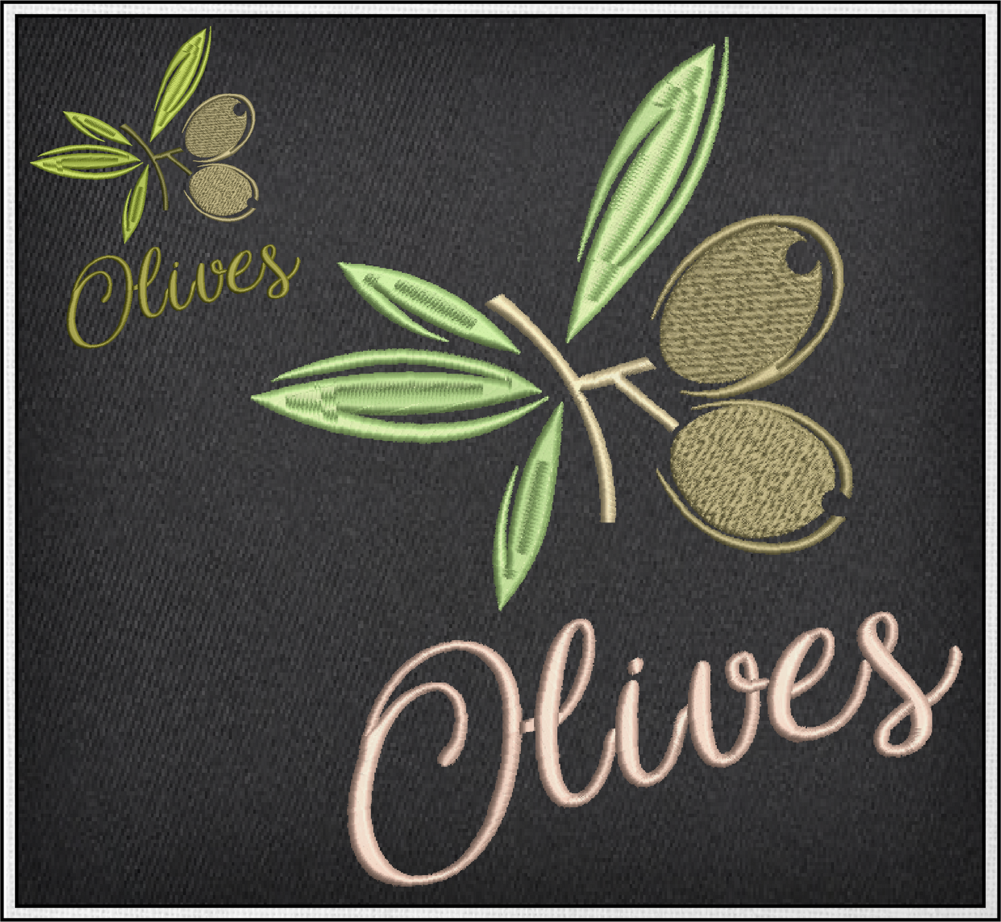 Olives Machine Embroidery Design | Olive Branch Orchard Fruits Design | Botanical Embroidery Pattern | 8 Sizes (0985)