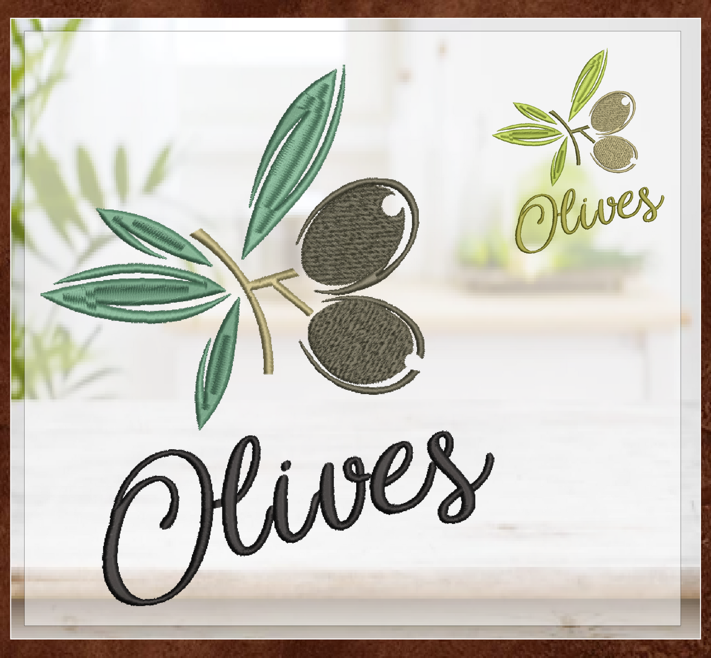Olives Machine Embroidery Design | Olive Branch Orchard Fruits Design | Botanical Embroidery Pattern | 8 Sizes (0985)