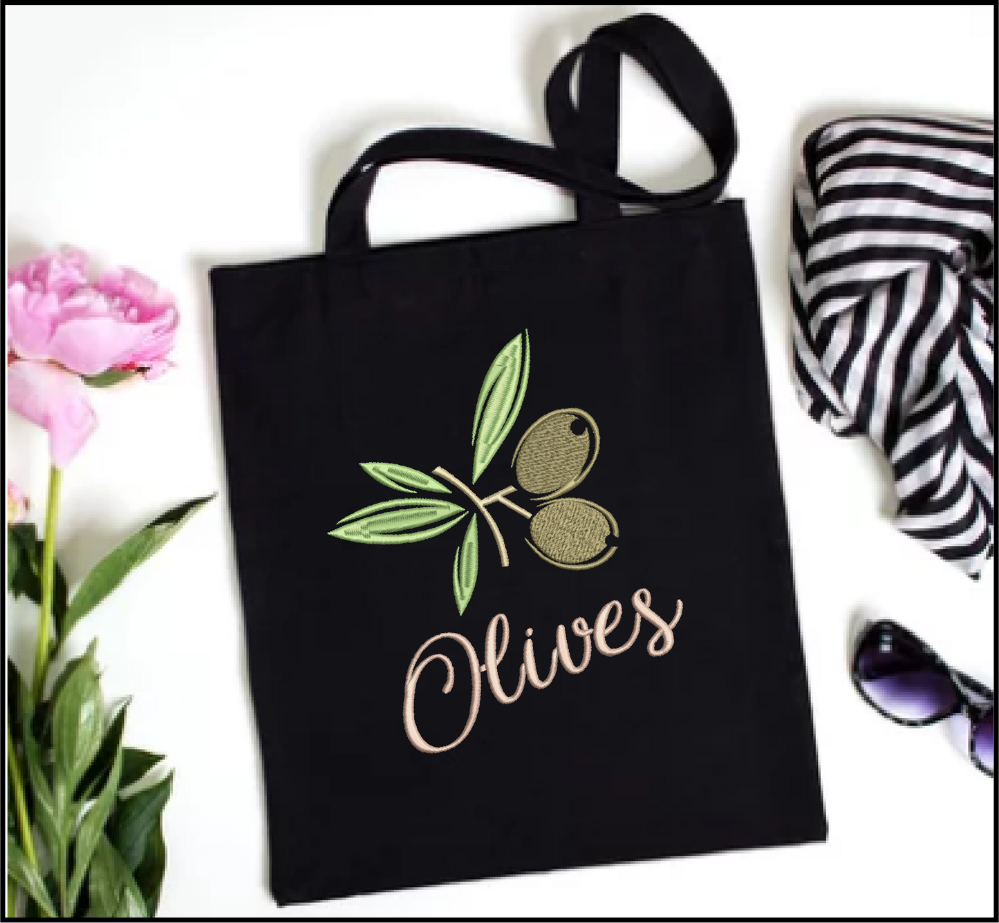 Olives Machine Embroidery Design | Olive Branch Orchard Fruits Design | Botanical Embroidery Pattern | 8 Sizes (0985)