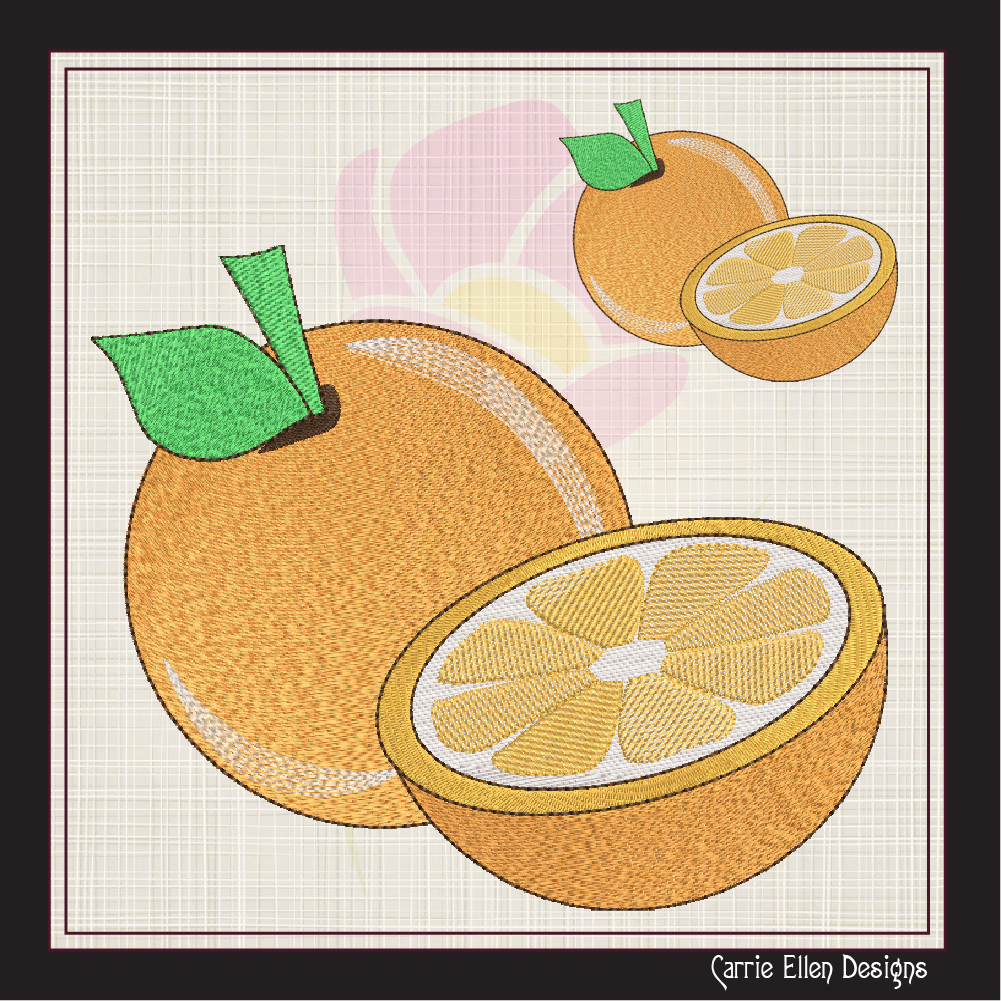 Oranges Machine Embroidery Design | Summer Citrus Fruit Line Art | Fruit and Vegetables Embroidery Pattern | 6 Sizes (0955)
