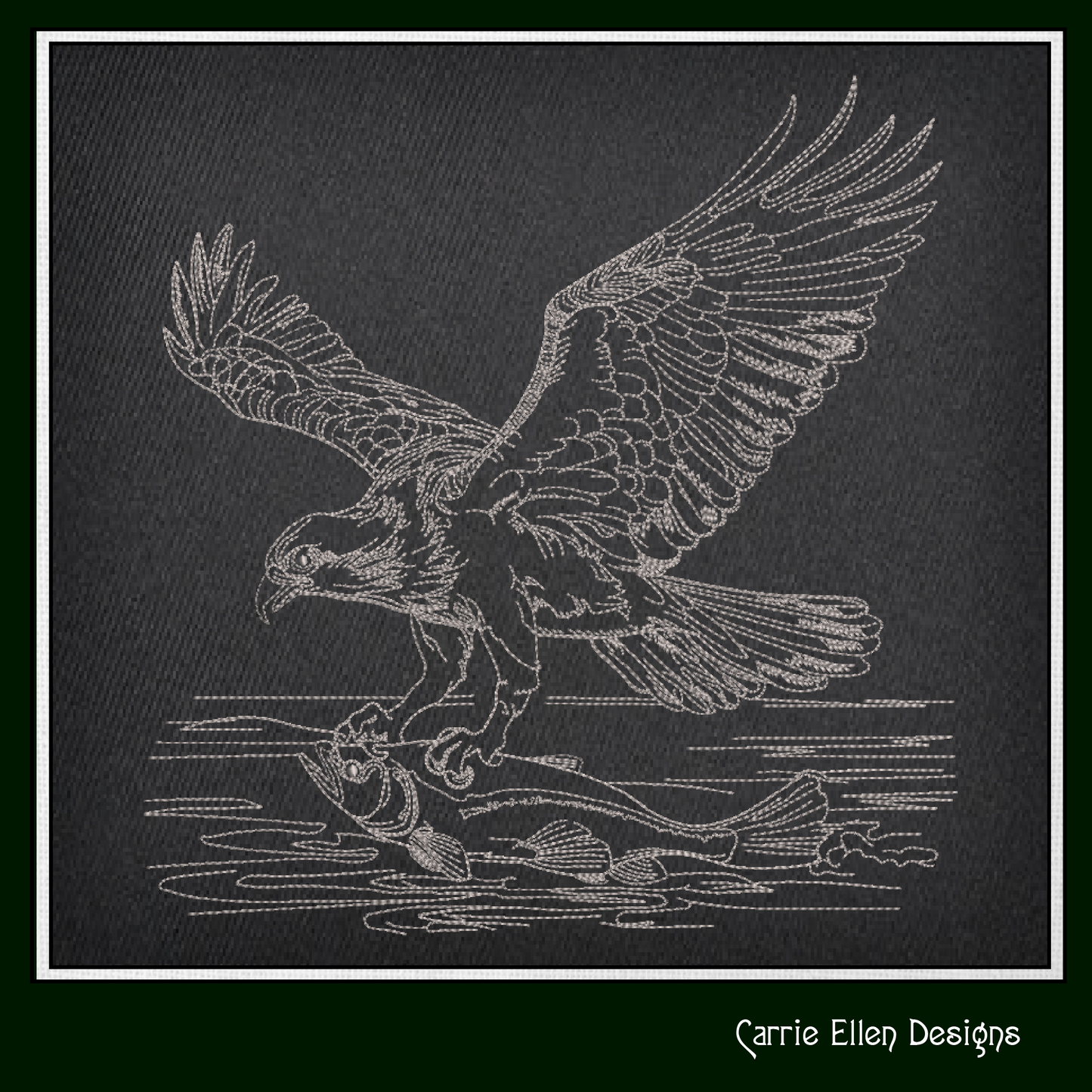 Osprey Sketch Machine Embroidery Design | Bird Catching Fish Line Art | Wildlife Nature Drawing | 6 Sizes (1710)