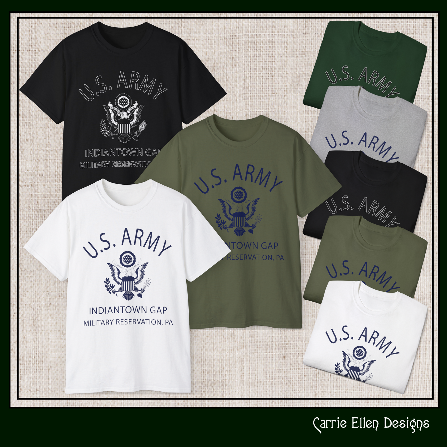 US Army Indiantown Gap Military Reservation PA Eagle Emblem T-Shirt – Vintage WWII U.S. Army Reproduction Unisex Ultra Cotton Tee (P-6041)
