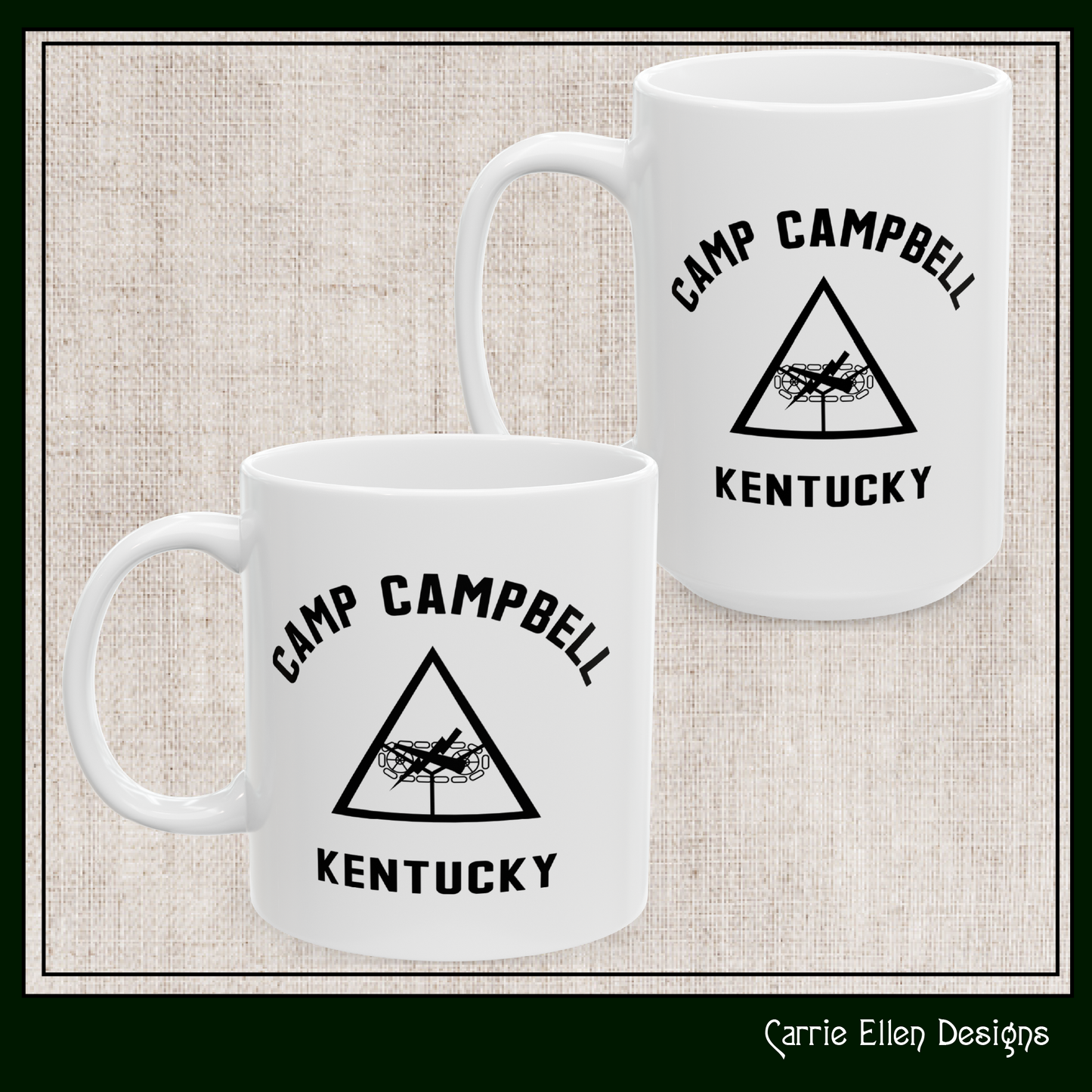 Camp Campbell Kentucky Ceramic Mug – Vintage WWII U.S. Army Graphic Reproduction – 11oz & 15oz Sizes (P-6058)