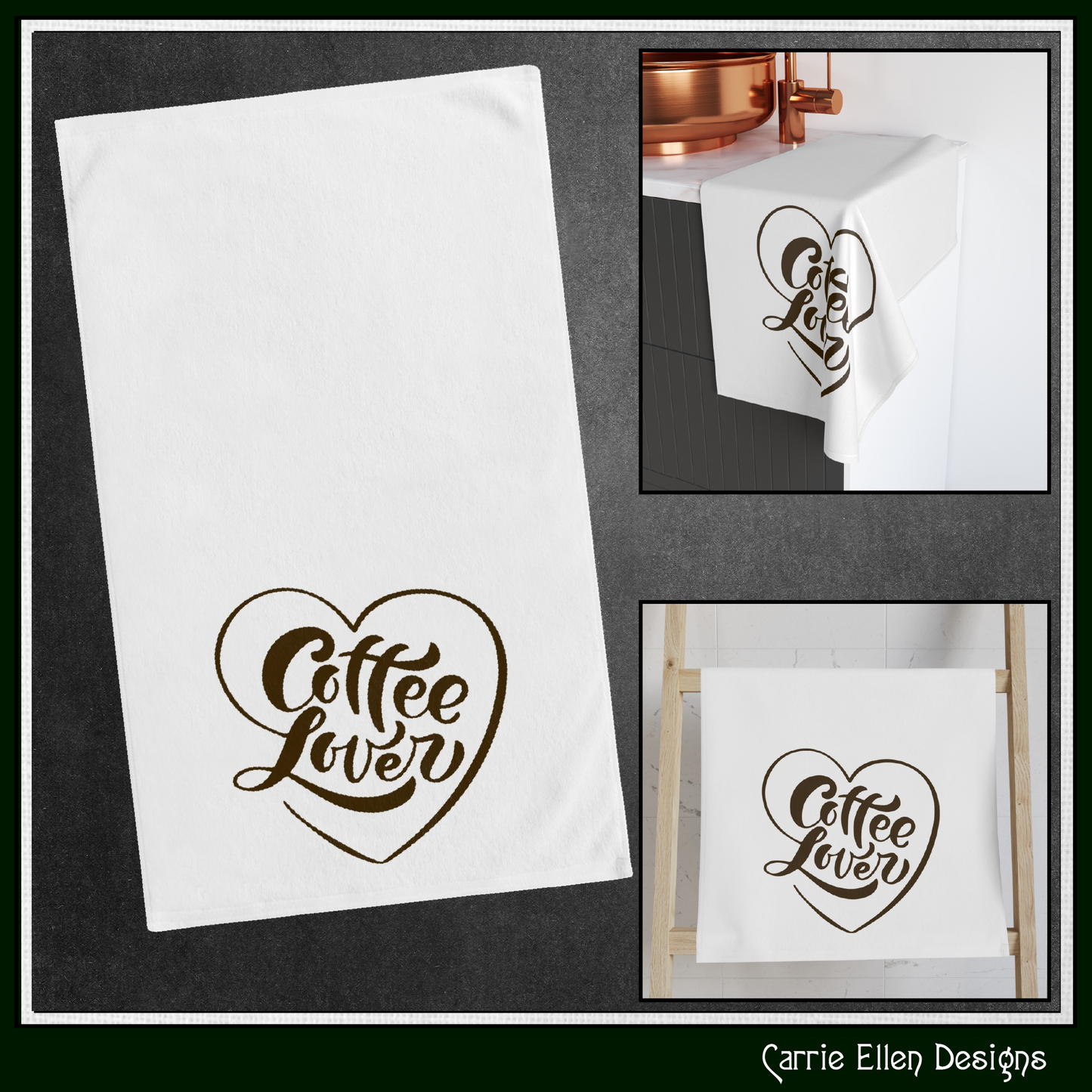 Coffee Lover Kitchen Towel – Printed Tea Towel, Home Décor Gift for Coffeeholics, Baristas, and Caffeine Addicts (P-6062)