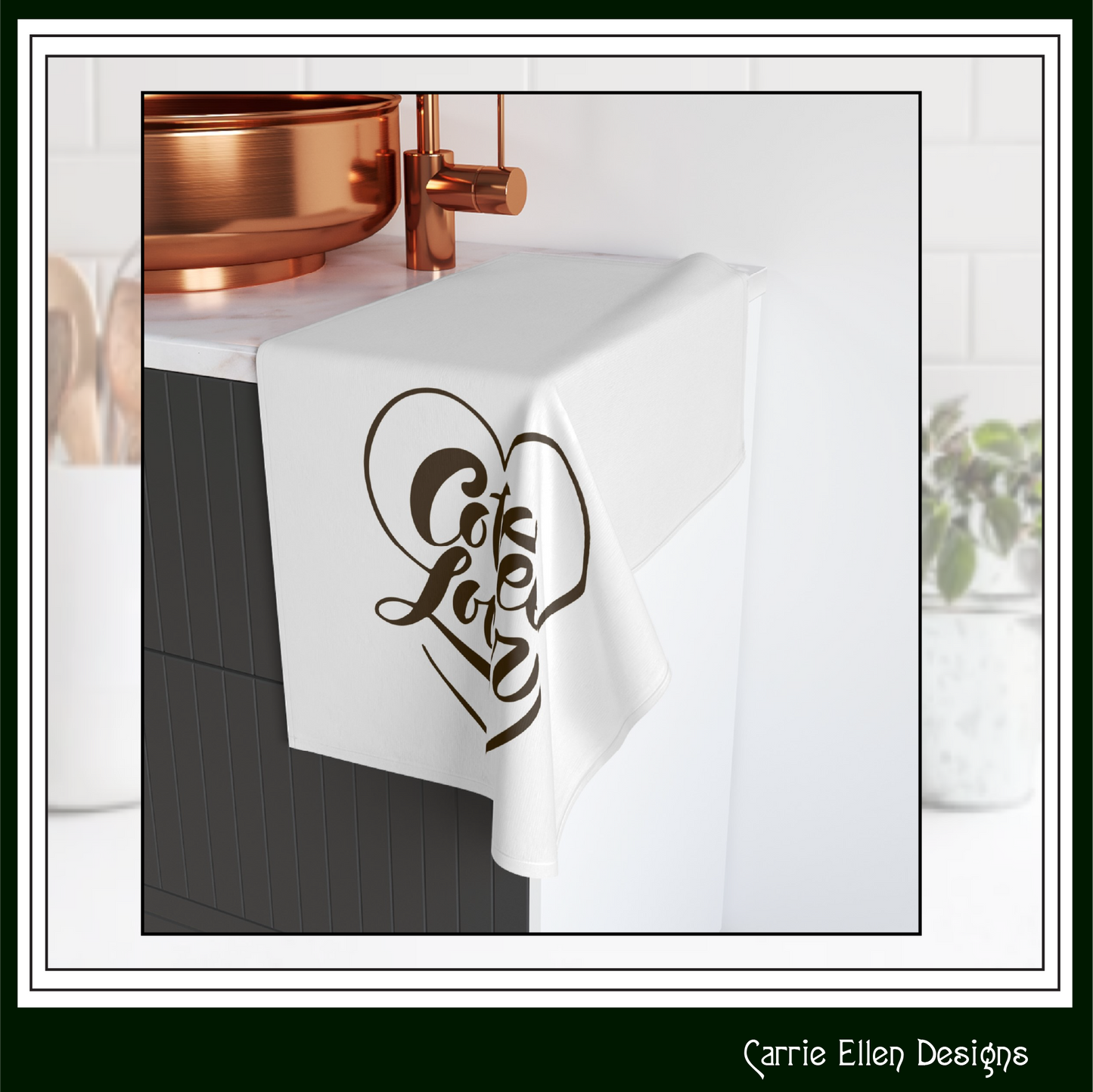 Coffee Lover Kitchen Towel – Printed Tea Towel, Home Décor Gift for Coffeeholics, Baristas, and Caffeine Addicts (P-6062)