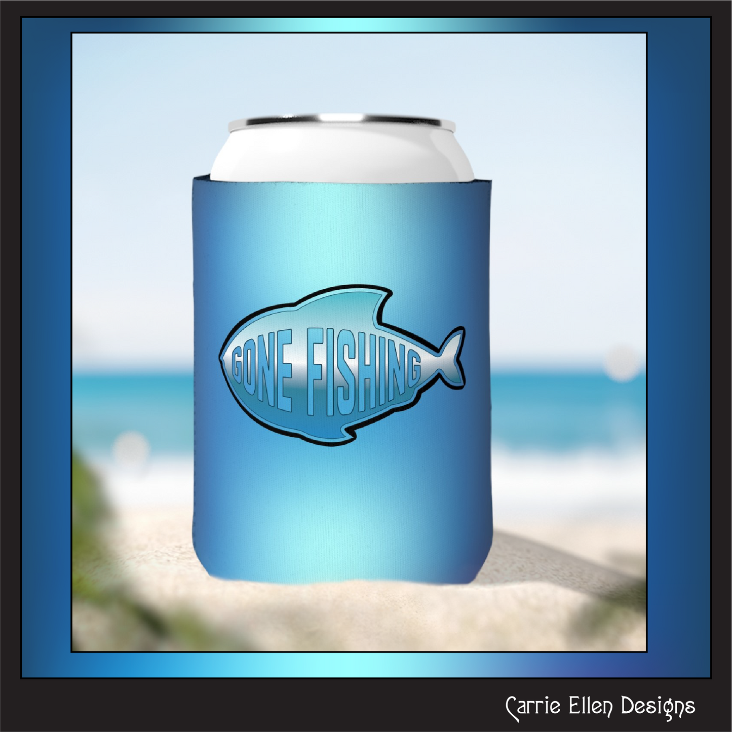 Gone Fishing Can Cooler Sleeve – Outdoor Drink Holder, Gift for Fishermen & Anglers, Summer Fun (P-6069)