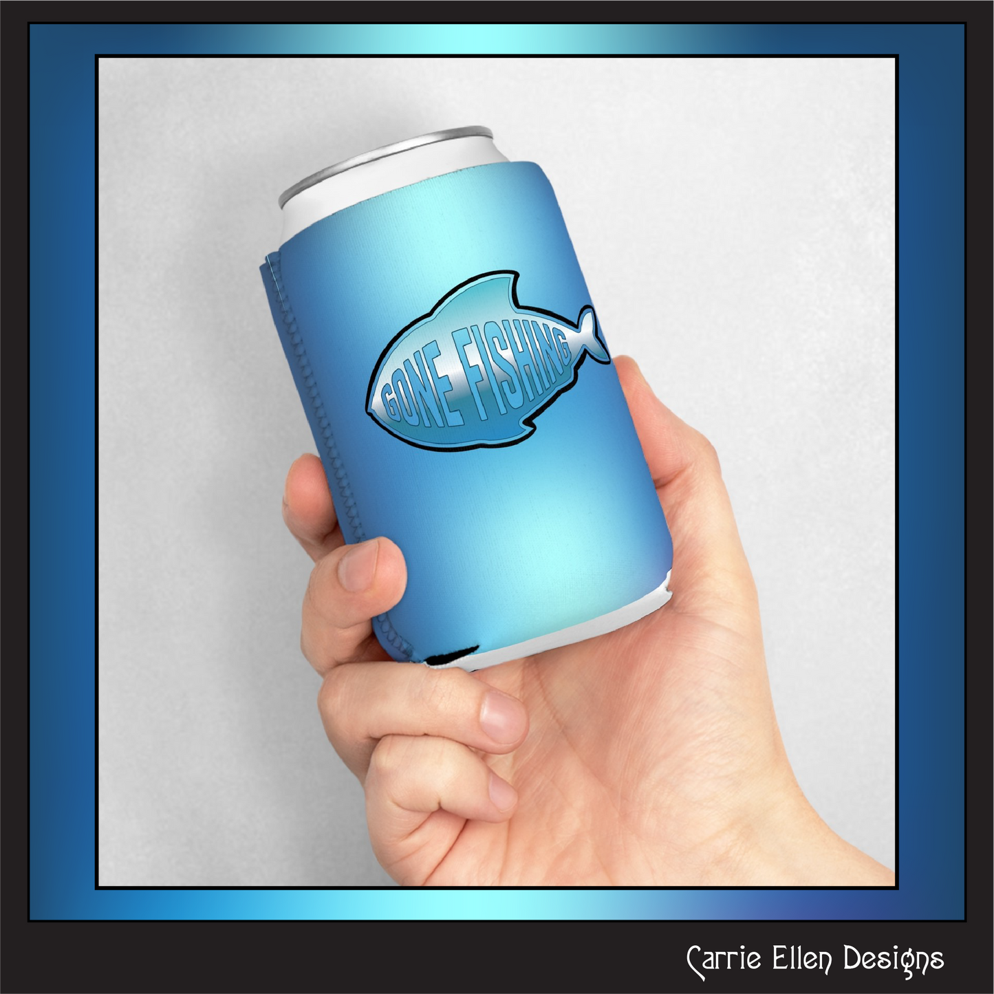 Gone Fishing Can Cooler Sleeve – Outdoor Drink Holder, Gift for Fishermen & Anglers, Summer Fun (P-6069)