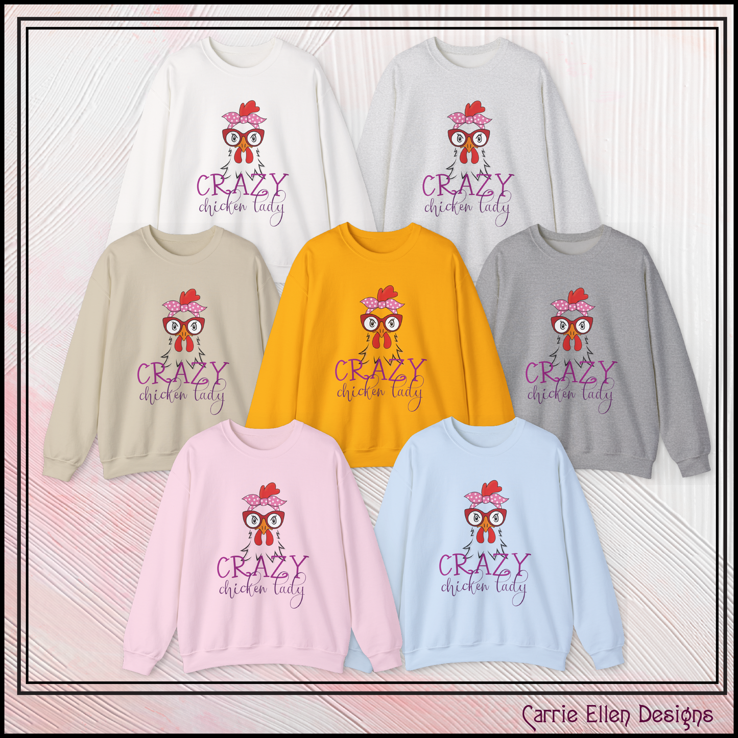 Crazy Chicken Lady Crewneck Sweatshirt – Unisex Long Sleeve Crew Neck Sweatshirt | Cozy Farmhouse Apparel (P-6079)