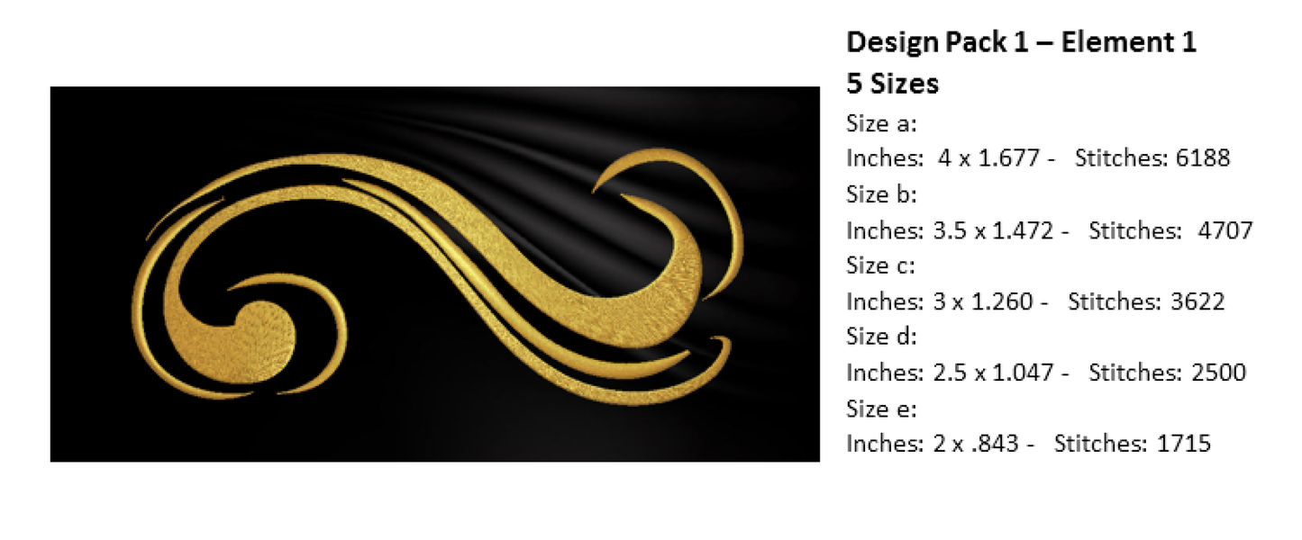 Design Elements Machine Embroidery Bundle | Swoosh and Swirl Decorative Designs | 9 Individual Embroidery Elements | Multiple Sizes Each (0871)