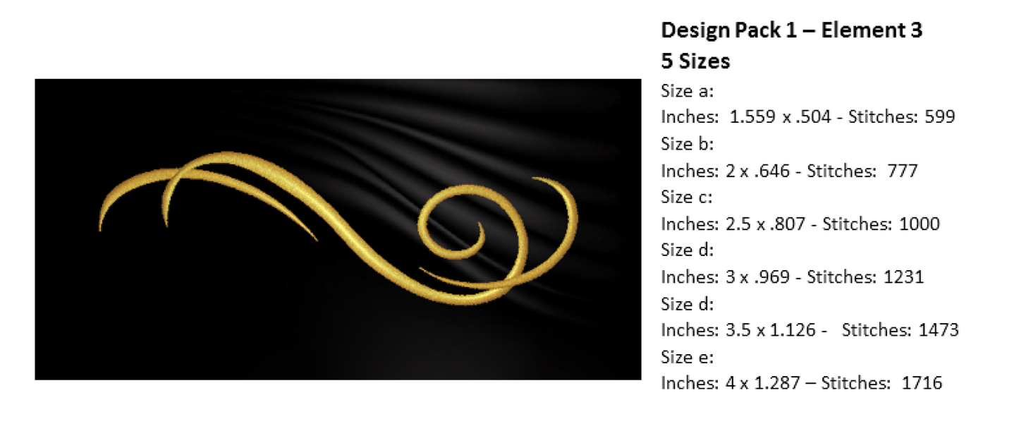 Design Elements Machine Embroidery Bundle | Swoosh and Swirl Decorative Designs | 9 Individual Embroidery Elements | Multiple Sizes Each (0871)