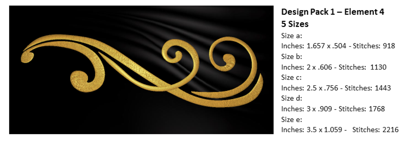 Design Elements Machine Embroidery Bundle | Swoosh and Swirl Decorative Designs | 9 Individual Embroidery Elements | Multiple Sizes Each (0871)