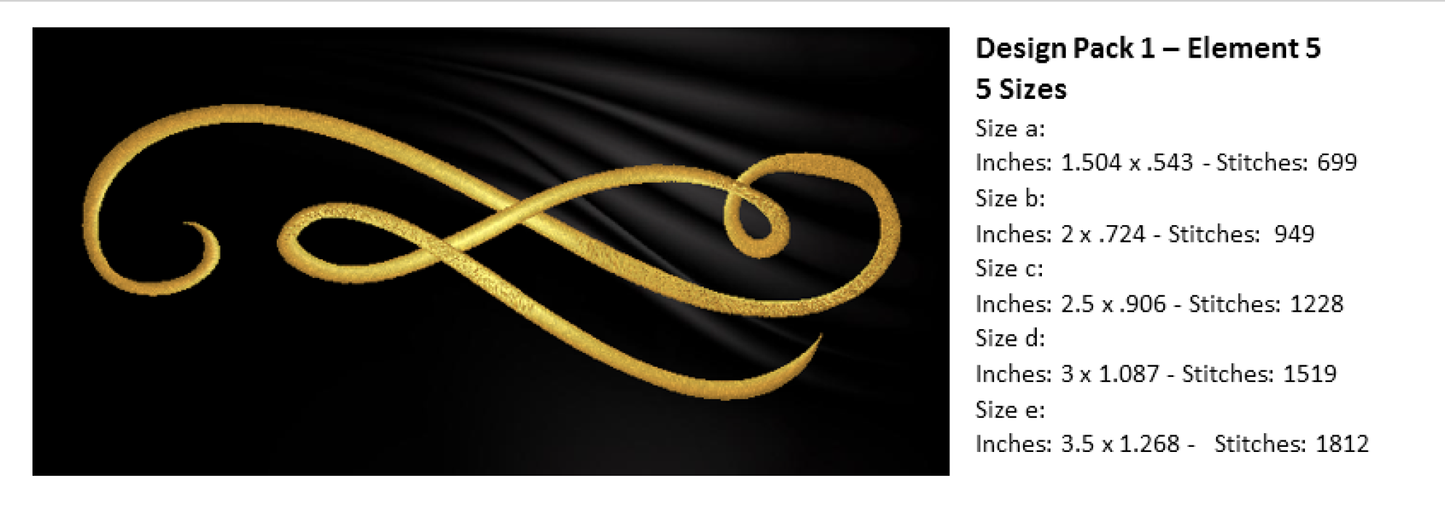 Design Elements Machine Embroidery Bundle | Swoosh and Swirl Decorative Designs | 9 Individual Embroidery Elements | Multiple Sizes Each (0871)