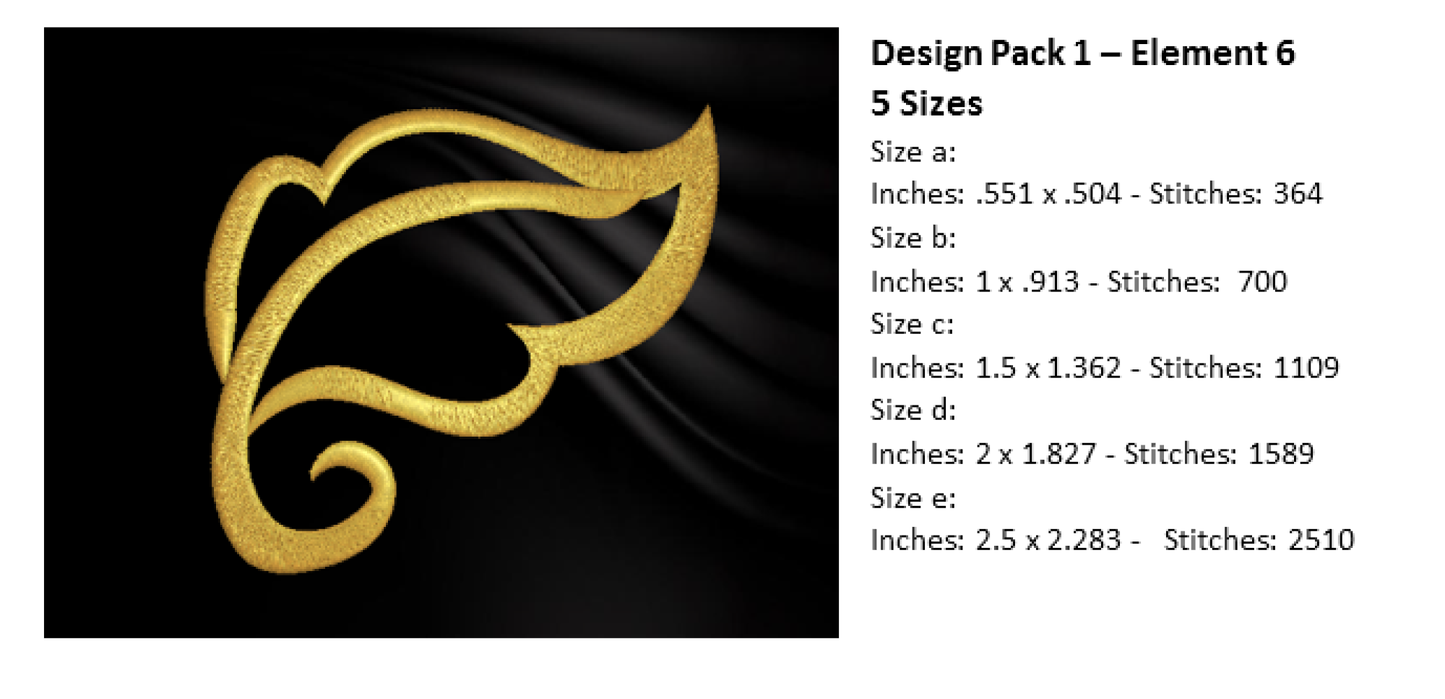 Design Elements Machine Embroidery Bundle | Swoosh and Swirl Decorative Designs | 9 Individual Embroidery Elements | Multiple Sizes Each (0871)
