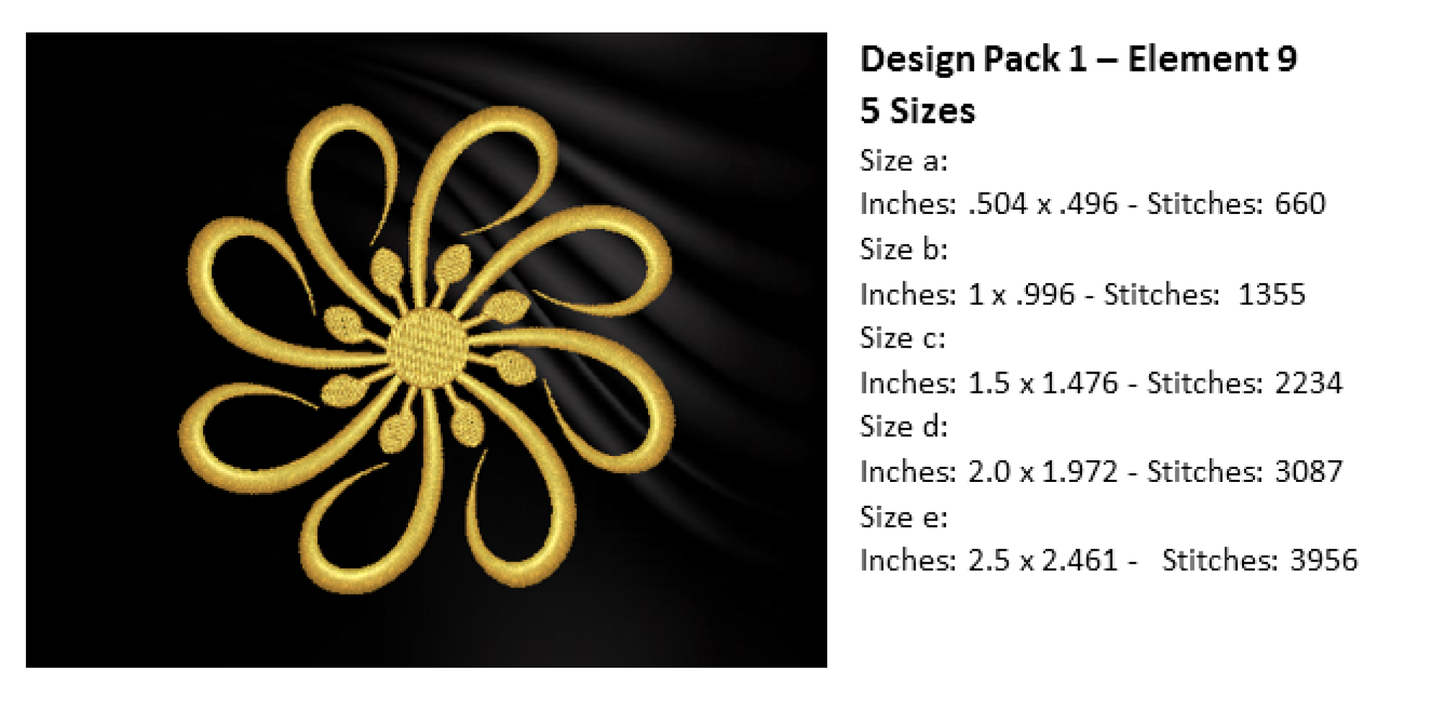 Design Elements Machine Embroidery Bundle | Swoosh and Swirl Decorative Designs | 9 Individual Embroidery Elements | Multiple Sizes Each (0871)