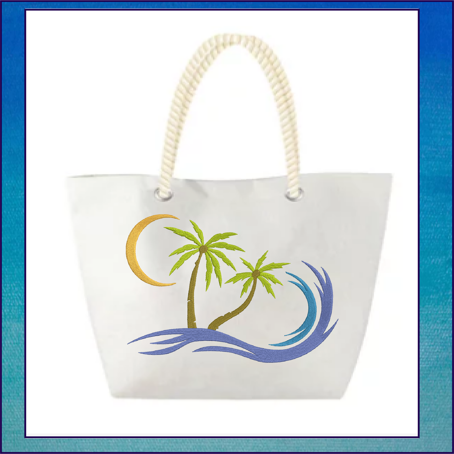 Tropical Island Machine Embroidery Design – Palm Tree & Sunset Patterns, 8 Sizes (0539)