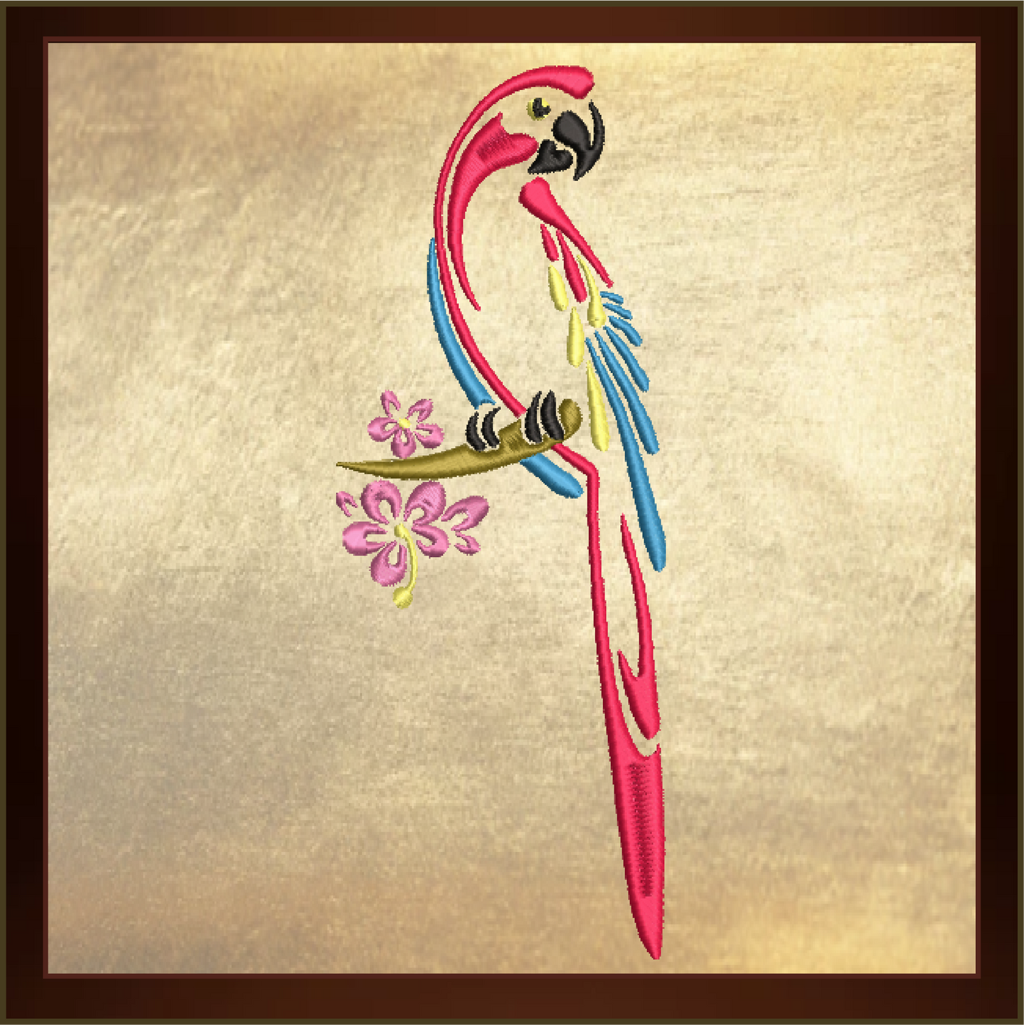 Parrot Machine Embroidery Design, Bird Embroidery Design, Tropical Jungle Bird Embroidery Design, 6 Sizes (0374)