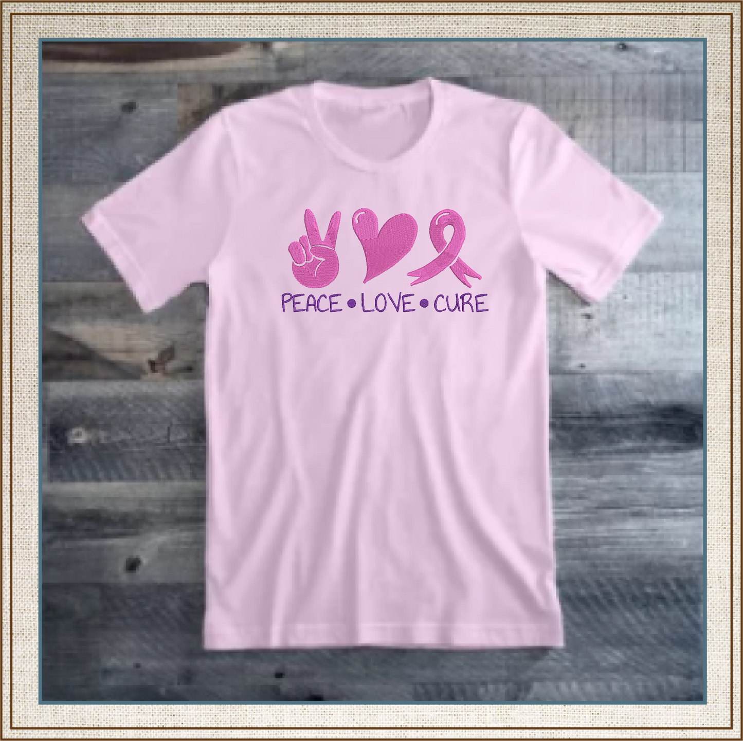 Peace Love Cure Machine Embroidery Design | Cancer Awareness Embroidery | Breast & Ovarian Cancer Support | 6 Sizes (0734)