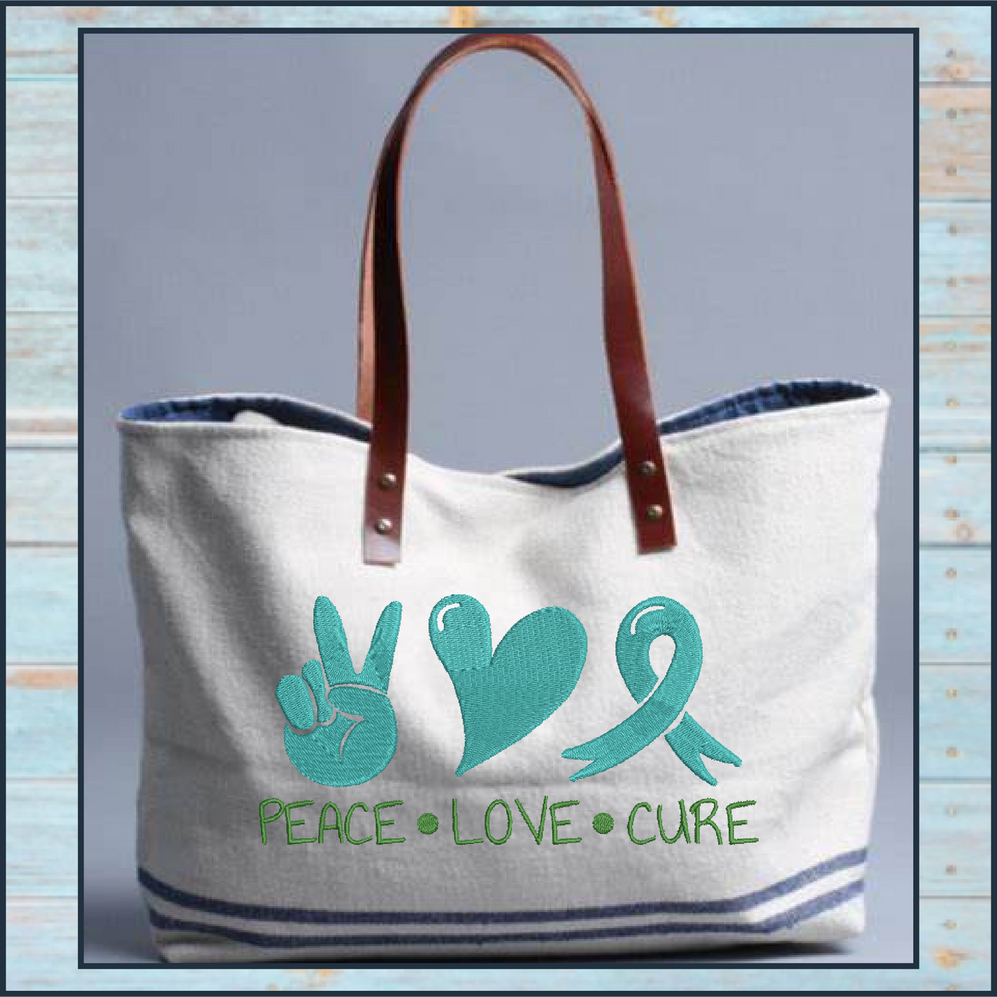 Peace Love Cure Machine Embroidery Design | Cancer Awareness Embroidery | Breast & Ovarian Cancer Support | 6 Sizes (0734)