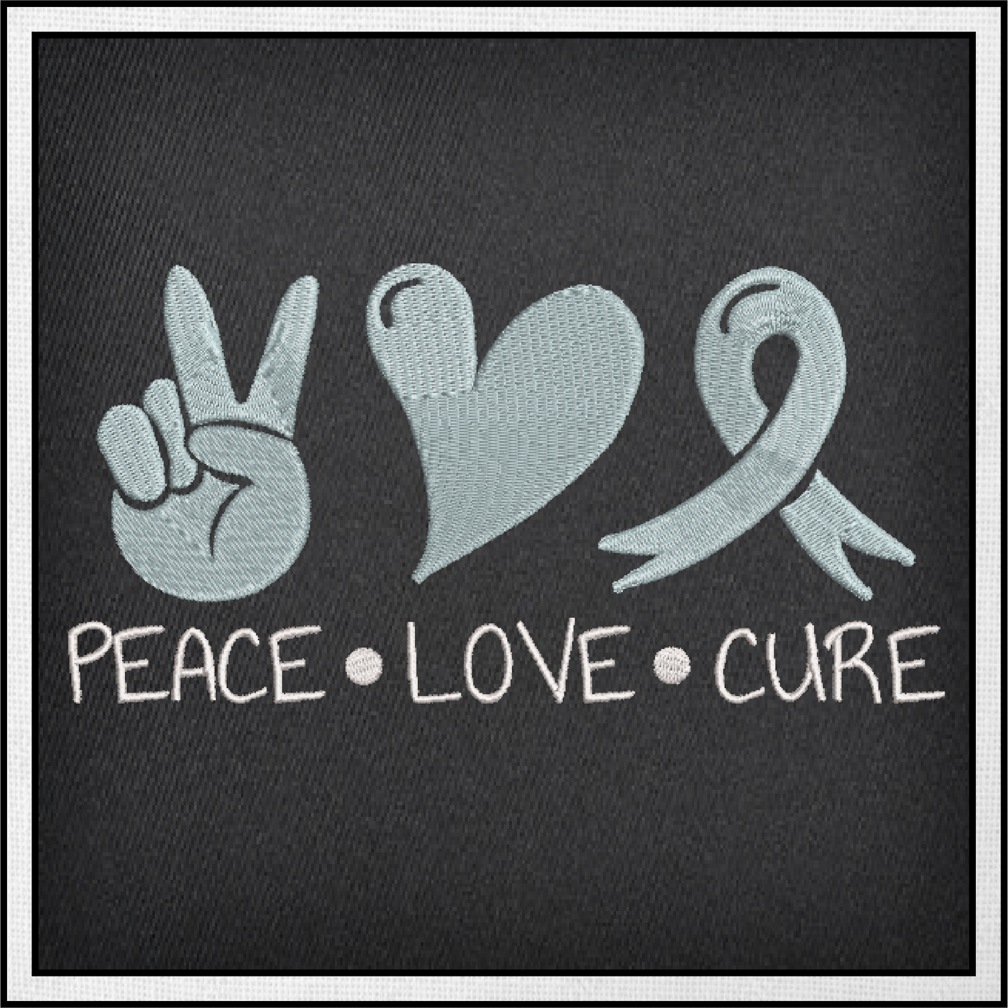 Peace Love Cure Machine Embroidery Design | Cancer Awareness Embroidery | Breast & Ovarian Cancer Support | 6 Sizes (0734)